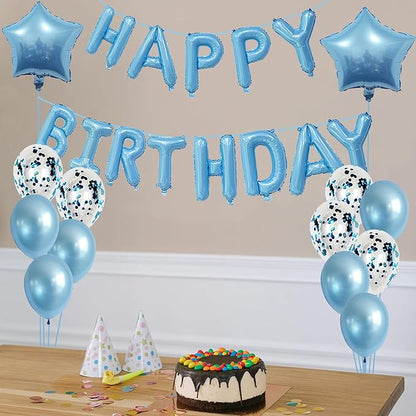 Light Blue Ballooons Happy Birthday Balloons Banner 16 Inch Aluminum film Letters Balloons for Party Decoration Scene Arrangement Balloon Birthday Event Celebration Decorations