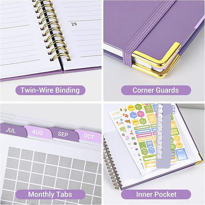 Daily Planner 2026 (8.5" x 11") - Weekly & Monthly Planner (Jan. 2026 - Dec. 2026), Column View Calendar Organizers, Hardcover Agenda Book with Tabs for Office & School, Purple