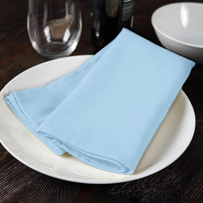 Cloth Napkins Pack of 24 - Light Blue Napkins 17x17 Inches Linen Napkins - 100% Polyester Dinner Napkins Durable and Absorbent with Hemmed Edges Ideal for Parties and Wedding