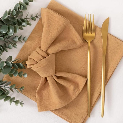 Socomi Cloth Napkins Caramel Fall Thanksgiving Washable Reusable Bulk Linen Cotton Napkins Set of 10 17"x17" for Wedding Party Bridal Baby Shower Birthday Dining Table Decorations