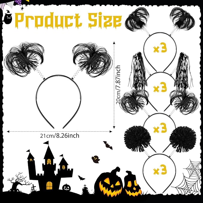 Censen 12 Pcs Christmas Pom Pom Headbands Spirit Party Headwear Tinsel Ponytails Head Bopper for Birthday Holiday