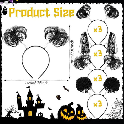 Censen 12 Pcs Christmas Pom Pom Headbands Spirit Party Headwear Tinsel Ponytails Head Bopper for Birthday Holiday