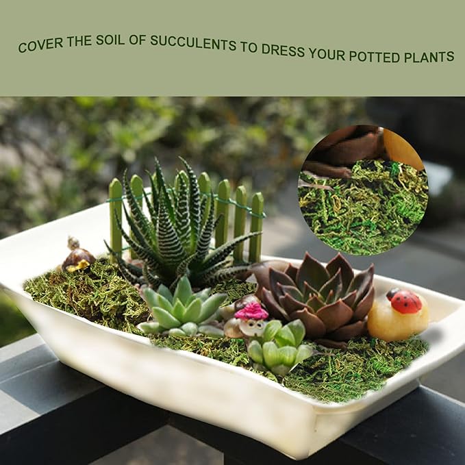 19 OZ Fake Moss for Potted Plants, Artificial Moss for Crafts, Faux Green Moss for Decorative Fake Plants