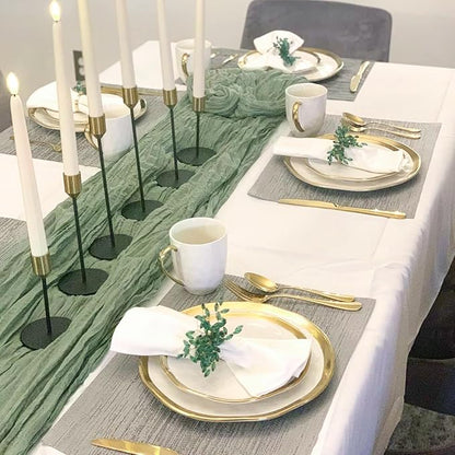 Cotton Sage Green Cheesecloth Table Runner, 13FT Cotton Table Runner Rustic Boho Green Cheese Cloth Runner for Wedding Bridal Baby Shower Table Decoration