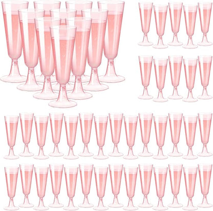 SUREHOME Pink Champagne Flutes Plastic Champagne Glasses Disposable Mimosa Glasses 40 Pack 5 Oz Acrylic Stemware Cocktail Cups Bulk for Valentines Wedding Toasting Engagement Party Supplies