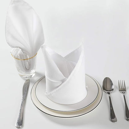 Cloth Napkins 20x20 inch Washable Polyester Dinner Napkins Soft Table Napkins for Wedding Party Dining Banquet(White,100PCS)