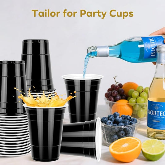 100PCS Black Plastic Cups, 12oz Disposable Party Cups Bulk, BPA Free Drink Cups for Soda Juice Beer Cocktail Cold Drinks Suitable for Wedding Halloween Thanksgiving Christmas Birthday Celebrations