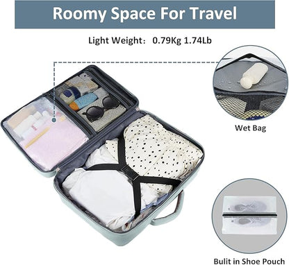 Taygeer Personal Item Backpack for Men Women, Travel Backpack Carry on Luggage Flight Approved with Water Bottle Pocket & Shoe Pouch, Large Weekender Work Bag for Hiking Gift, Gray Powder