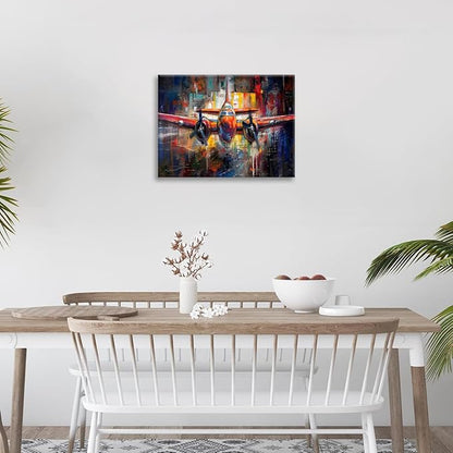 Airplane Wall Art, Graffiti Plane Pictures Wall Decor, Banksy Aviation Canvas Prints Painting, Framed Artwork for Boy Room Bathroom Living Room Bedroom Office Dining Room 24"X20"