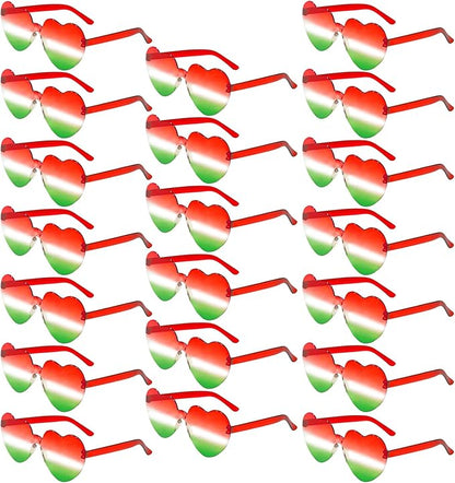 20 Pairs Heart Shaped Sunglasses Bulk, Colorful Rimless Fun Heart Sunglasses for Women Party Favors
