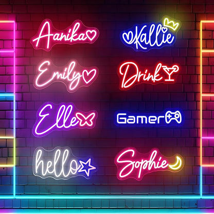 Custom Neon Sign for Wall Decor Personalized Dimmable LED Neon Sign Customizable Light Up Sign for Christmas Wedding Family Birthday Party Beauty Bar Game Room Neon Light Business Signs