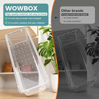 WOWBOX 44 PCS Clear Plastic Drawer Organizer Set, 5 Varied Size storage Bins and Desk Drawer Organizer Tool Trays for Makeup, Gadgets, Jewelry and Utensils in Bathroom, Bedroom and Office, Clear