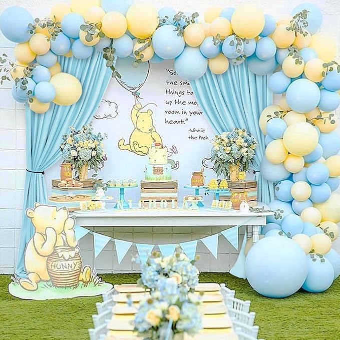 Hiasan Baby Blue Backdrop Curtains for Parties, Polyester Photography Backdrop Drapes for Family Gatherings, Wedding Decorations, 5ftx10ft, Set of 2 Panels