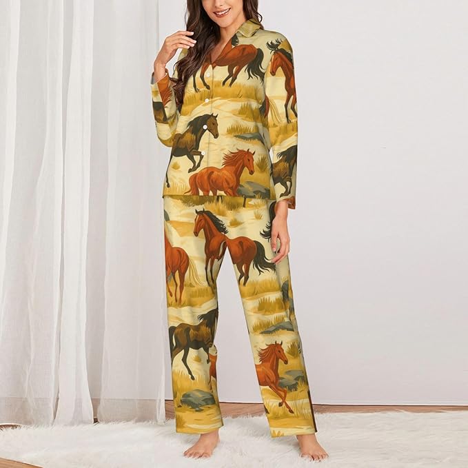 Retro Bee And Floral Women'S Pajama Sets Ultra-Soft Printed Sleepwear