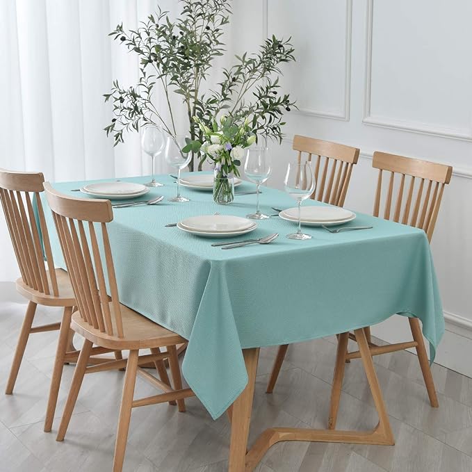 maxmill Jacquard Square Tablecloth Stain Resistant Waterproof Wrinkle Resistant Washable Soft Table Cloth, Fabric Table Cover for Dining Room, Indoor and Outdoor Use, 52 x 52 Inch, Turquoise
