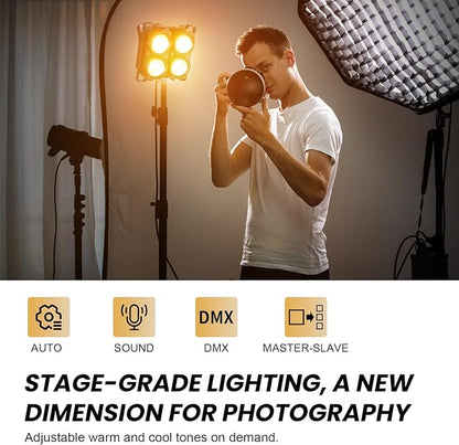 Betopper 4x100w Blinder Stage Spotlight,Cob Led DMX Satge Lights,4 Eye Matrix Par Lights'for Stage Lighting,Cold White+Amber Color Party Lighting'Dj Disco Light for Wedding Photostudio Theater,2S (2)