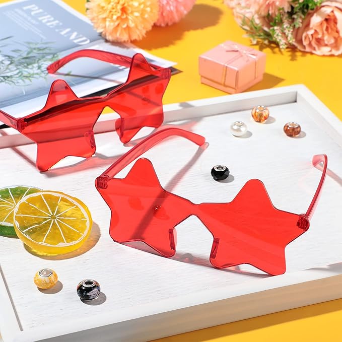 Cindeer 40 Pairs Rimless Star Shape Sunglasses Colorful Transparent Sunglasses Pentagram Glasses for Party