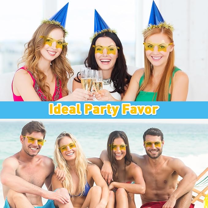 10/20/30/40 Pack Star Sunglasses Rimless Transparent Pentagram Shaped Sunglasses Bulk Party Favor Glasses for Women (20, Yellow)