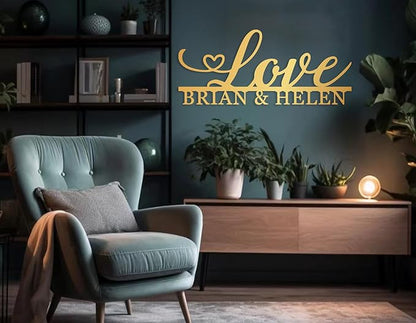 Personalized Love Name Signs for Couple, Custom Love Symbol Heart Metal Sign, Valentines Day Sign, Infinity Wall Decor, Home Wall Decor, Housewarming Present