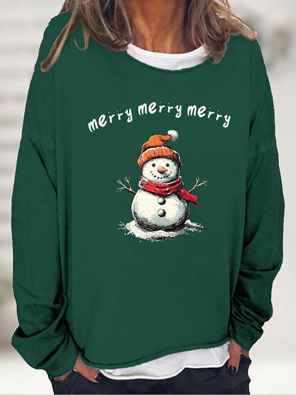 LOAIHA Christmas Shirts for Women Crewneck Snowman Snowflake Santa Graphic Shirts Christmas Tree Long Sleeve Xmas Hoodie