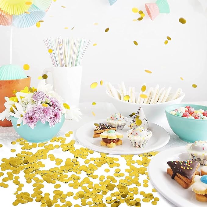 Gold Metallic Shiny Round Confetti 0.6 Inch-Table Sequin Confetti for Party Wedding Decoration(3.52 oz)