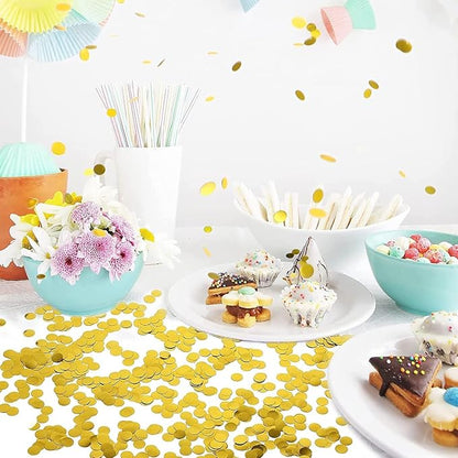 Gold Metallic Shiny Round Confetti 0.6 Inch-Table Sequin Confetti for Party Wedding Decoration(3.52 oz)