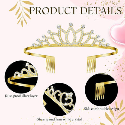24 Pcs Crystal Tiara Headbands for Women Princess Headband Crown with Combs Tiaras and Crowns for Pageant Bridal Wedding Prom Party Gifts