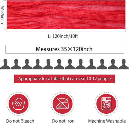 6 Pack Red Cheesecloth Table Runner Gauze Christmas Table Runner 35x120 Inch Rustic Boho Cheese Cloth Sheer Runner for Wedding Baby Shower Bridal Shower Birthday Party Holiday Decorations