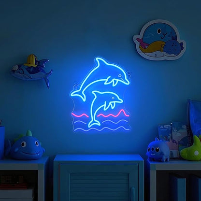 Dolphin Neon Sign, Dolphin Lamp Wall Decor, Dimmable Birthday Party Decorations for Home, Patio, Garden, Bars, Restaurants, Hotels, Stores, Clubs, Gift for Friends Family and Kids