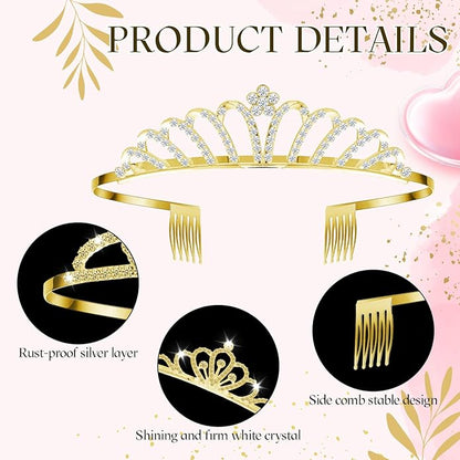 24 Pcs Crystal Tiara Headbands for Women Princess Headband Crown with Combs Tiaras and Crowns for Pageant Bridal Wedding Prom Party Gifts