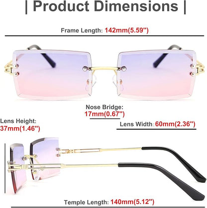 FEISEDY Vintage Rimless Sunglasses Rectangle Frameless Candy Color Glasses Women Men B2642