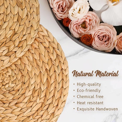 13.8 in Plate Chargers Round Woven Placemats Set of 10, Boho Farmhouse Rustic Place Mats for Dining Table Decor, Rattan Wicker Table Mats Jute Braided Chargers for Dinner Plates