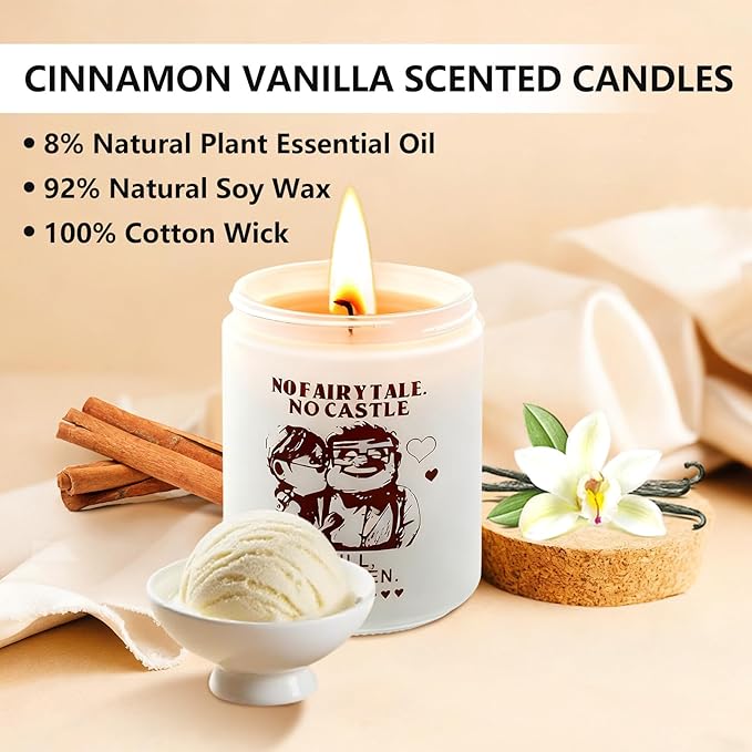 Anniversary Birthday Candle Gift for Wife from Husband，Cinnamon Vanilla Scented 7oz Soy Wax Aromatherapy Candle Stocking Stuffers for Women,Gift for Couples,Her, Valentine's Day，Christmas