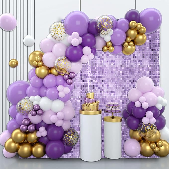 48 PCS Light Purple Shimmer Wall Backdrop, Square Sequin Photo Backdrops Panel, Glitter Wall Background for Birthdays, Weddings, Halloween, Engagements, Disco Bachelorette Party Decoration (6FTx8FT)