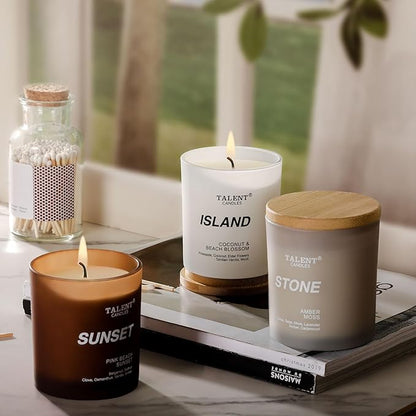 Candles for Home Scented, Natural Soy Wax, Scented Candle Stress Relief and Relaxation, Coconut & Beach Blossom, Medium Jar, Ideal for Home and Bedroom Decor