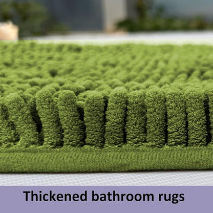 Lime Green Bathroom Rug Set - Extra Soft 3 Piece Anti-Slip Bath Mats, Plush Chenille Shaggy Mat for Living Room, Bedroom, Floor - Water Absorbent Soft Rug
