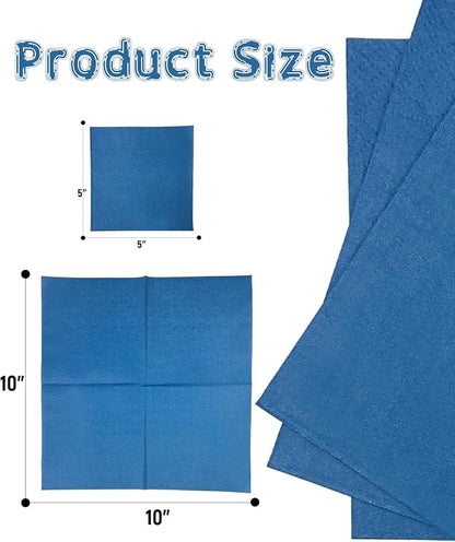 Lake Blue Cocktail Napkins 5 * 5inch disposable Beverage Napkin paper for Cocktail, Wedding, Dinner，Birthday Party Dessert Wine Paper Napkins（ 120 Count）