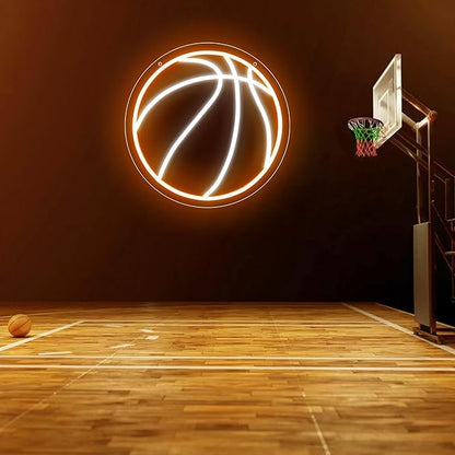 Basketball Neon Sign, Dimmable Basketball Neon Sign for Bedroom Neon Basketball Ball Sign Basketball Neon Light for Bedroom Birthday Party Home College Decor Club Kids Holiday Gifts