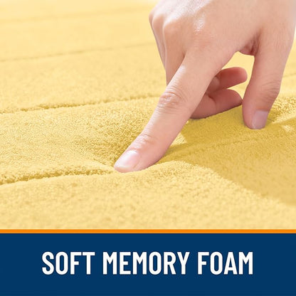OLANLY Memory Foam Long Bathroom Rugs Runner 47x17, Super Soft Absorbent Bath Mat, Quick Dry, Machine Washable Shower Floor Rugs, Bathmat Carpet, Bathroom Home Decor Accessories, Yellow