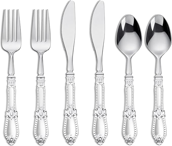 Nervure 300PCS Silver Plastic Silverware - Heavy Duty Disposable Cutlery Set,Luxury Silver Plastic Utensils include 100Pcs Forks, 100Pcs Spoons, 100pcs Knives Perfect for Wedding,Party,Daily Use