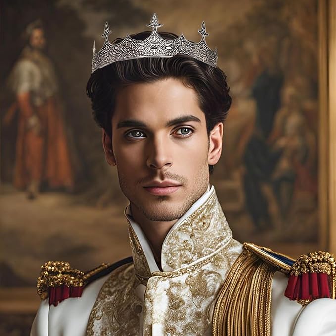 King Crowns Metal Hair Band for Men Gold Crowns and Tiara for Theme Birthday Party Costume Accessories