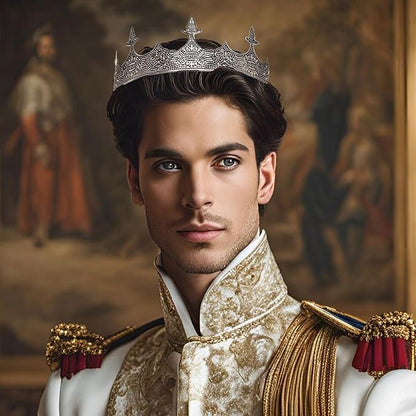 King Crowns Metal Hair Band for Men Gold Crowns and Tiara for Theme Birthday Party Costume Accessories