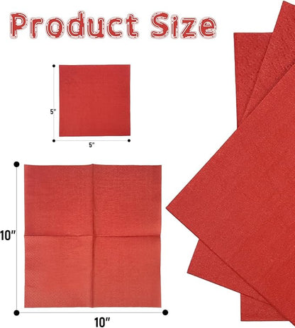 Red Cocktail Napkins 5 * 5inch disposable Beverage Napkin paper for Cocktail, Wedding, Dinner，Birthday Party Dessert Wine Paper Napkins（ 120 Count）