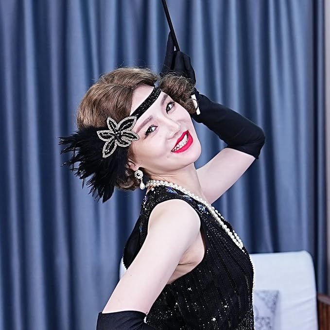 1920S Headband For Women Feather 20s Gatsby Headpiece Flapper Headband for Girl