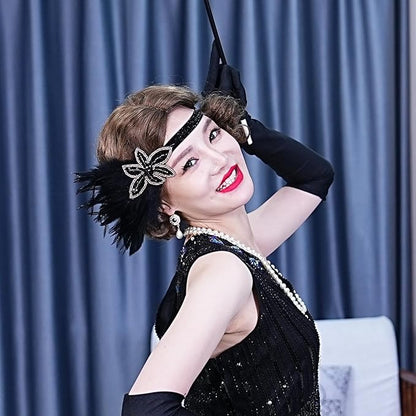 1920S Headband For Women Feather 20s Gatsby Headpiece Flapper Headband for Girl