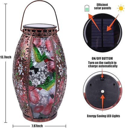 Solar Lanterns Outdoor Light Waterproof Hummingbird Garden Glass Decor Light Gifts for Women Mom Grandma Hanging Solar Decoration Lights Metal Outside for Yard, Backyard, Patio