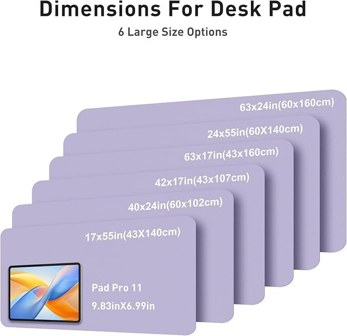 Aothia Faux Leather Desk Mat - Large Mouse Pad, Non-Slip PU Leather Blotter, Waterproof Writing Surface for Office and Home (Lavender, 40" x 24")