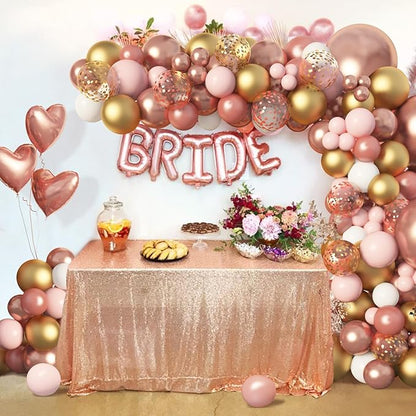 Amandir Rose Gold Balloons Garland Arch Kit, 150pcs Rose Gold Pink White Gold Confetti Latex Balloons for Bridal Wedding Birthday Girl Baby Shower Graduation Bachelorette Party Decorations