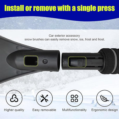 24 Inch Car Snow Scraper and Brush, Detachable Scratch Free Ice Scraper with Ergonomic Foam Grip, Universal Winter Snow Removal Tool for Car Windshield Window (Black)