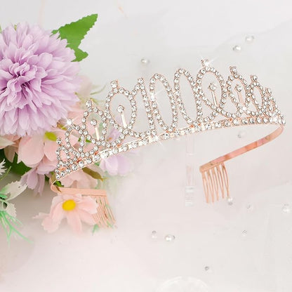 CIEHER 100th Birthday Crown + 100 & Fabulous Birthday Sash + Pearl Pin Set, 100th Birthday Gifts for Women Friends 100th Birthday Decorations Women Happy 100th Birthday Party Supplies